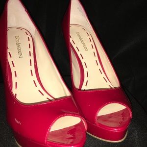 Enzo Angiolini Red Platform Peep Toe Pump